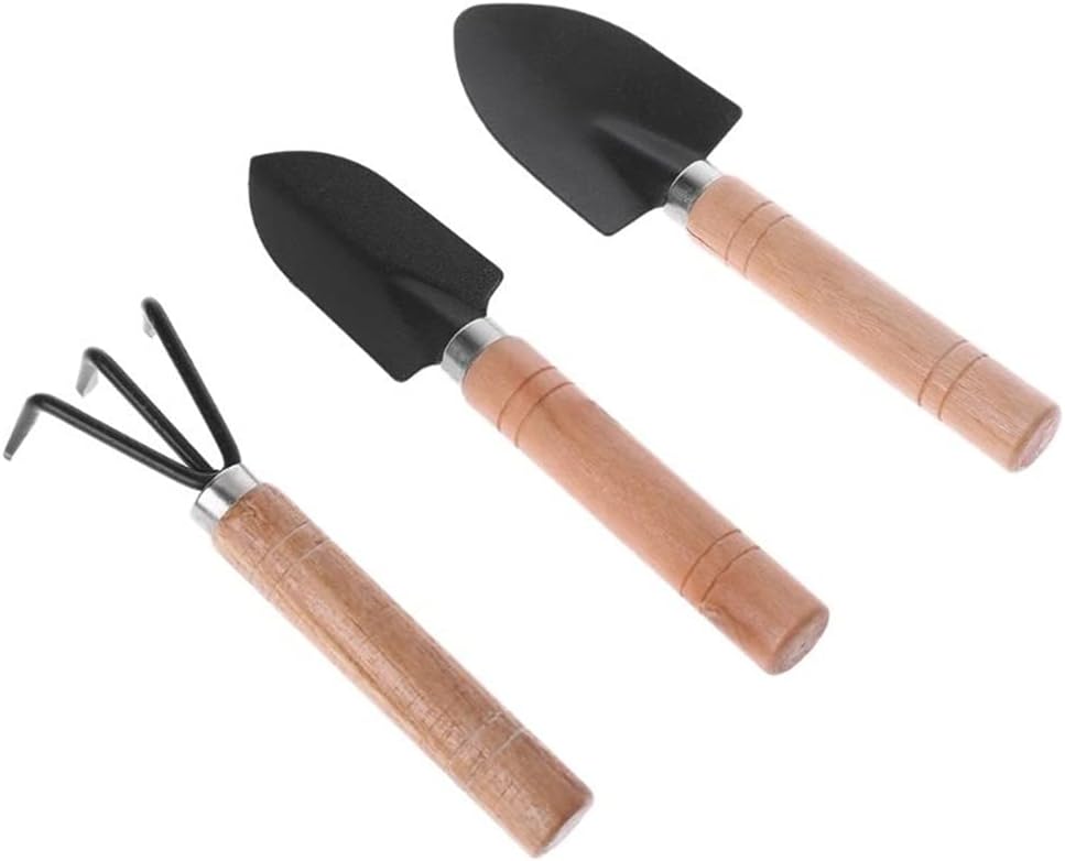 Bonsai Garden Rake - 3er-Pack Gartenschaufel-Rechen-Set Bonsai-Werkzeugset mit Holzgriff Blumentopf-Gartenwerkzeugset